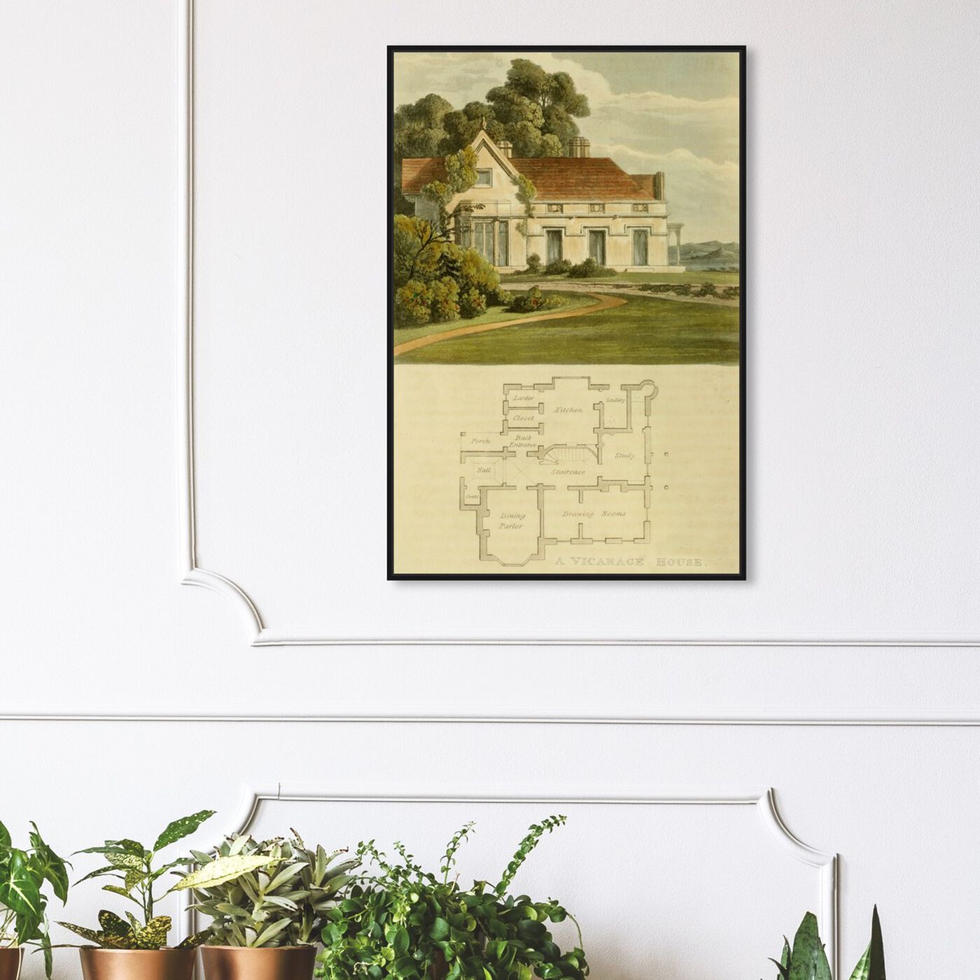 Hanging view of Vicarage House - The Art Cabinet featuring architecture and buildings and structures art.