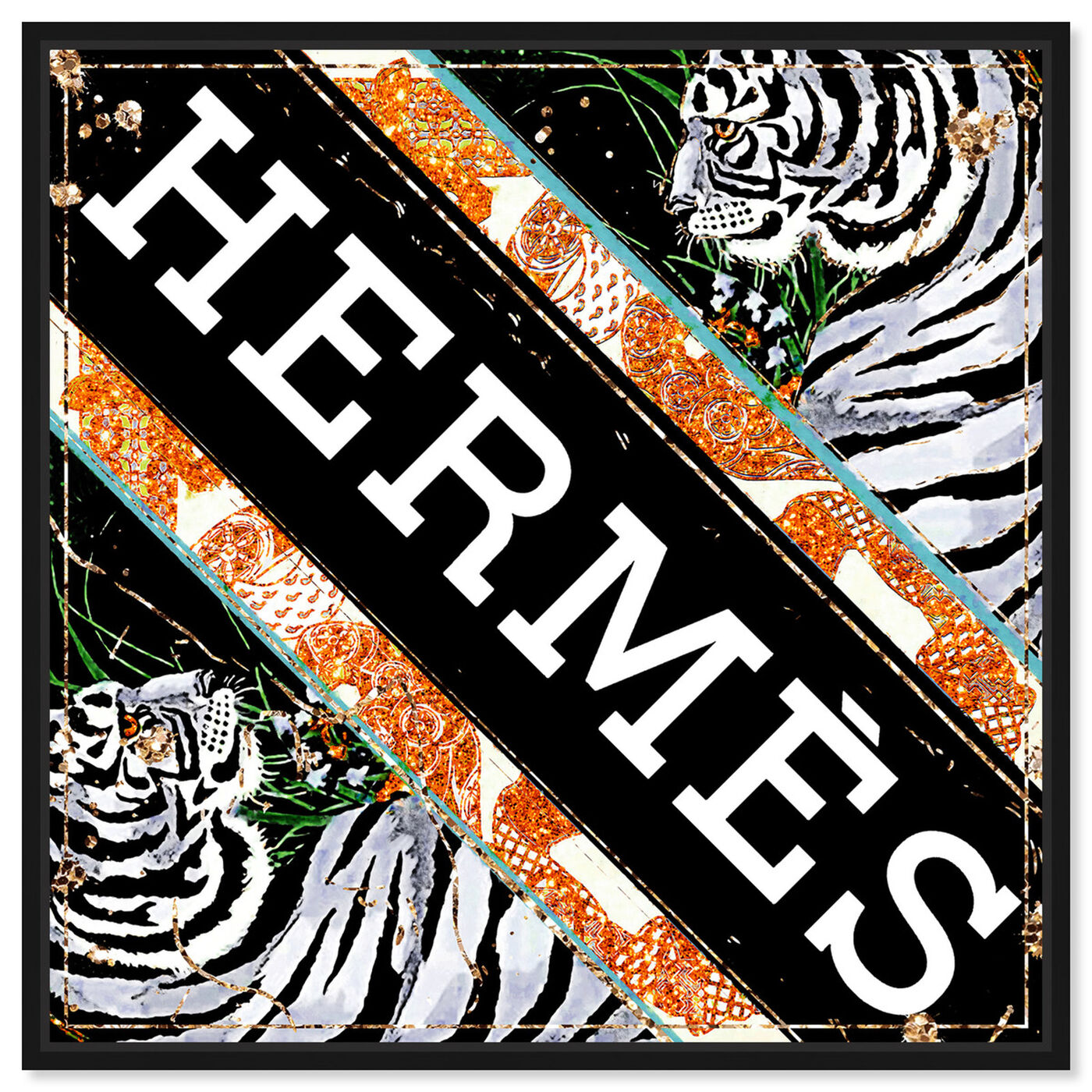 Front view of Jungle Tiger Scarf featuring fashion and glam and road signs art.