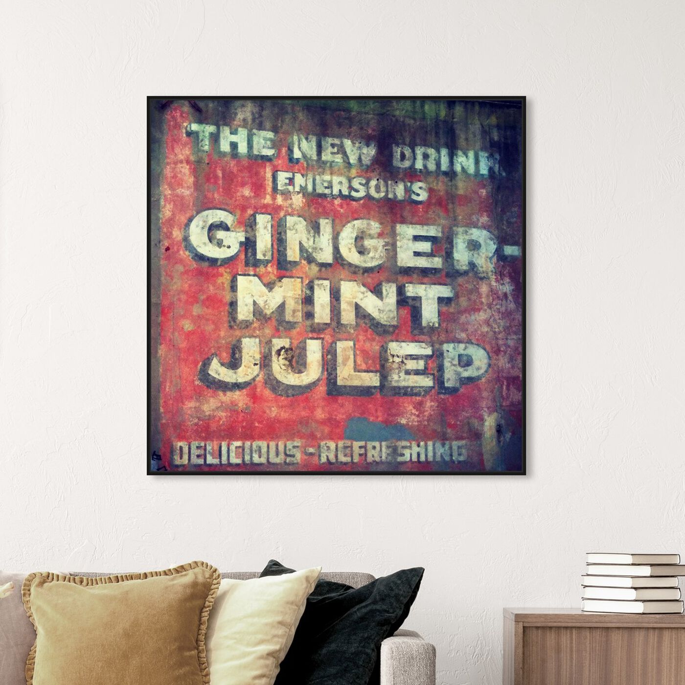 Hanging view of Ginger Mint Julep featuring advertising and promotional brands art.