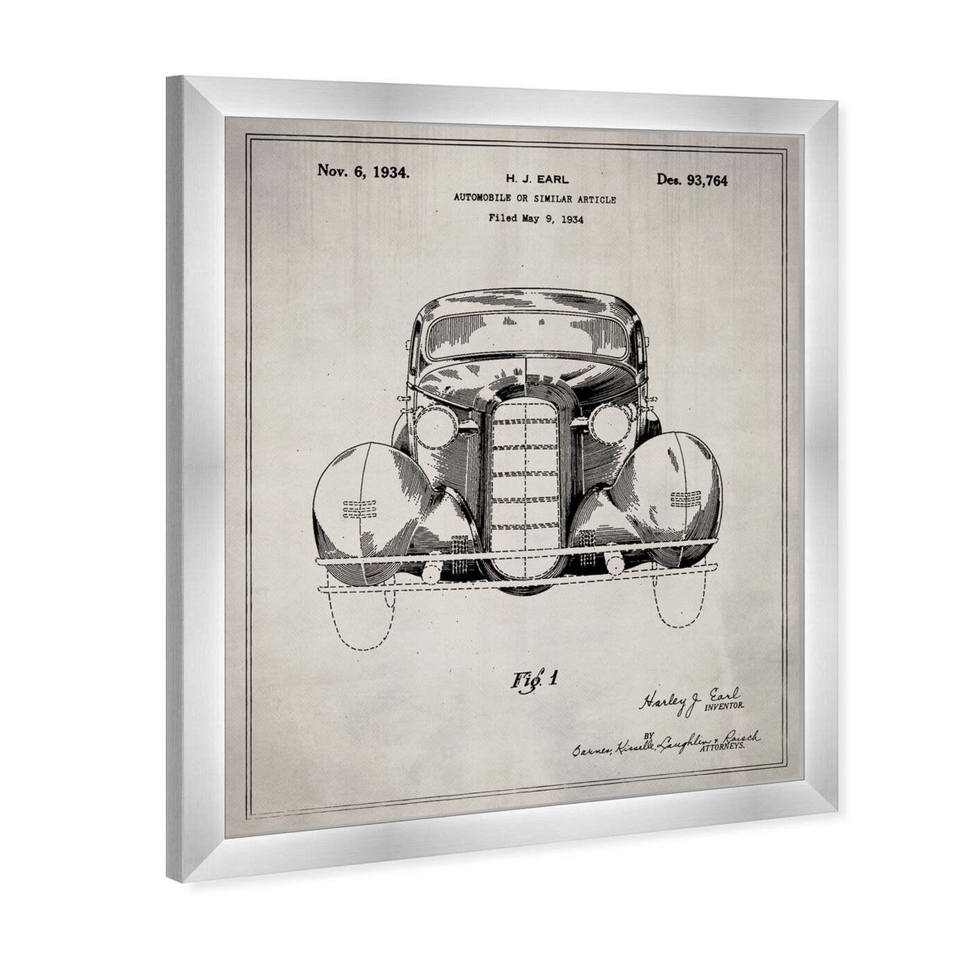 Angled view of Automobile II 1934 featuring transportation and automobiles art.