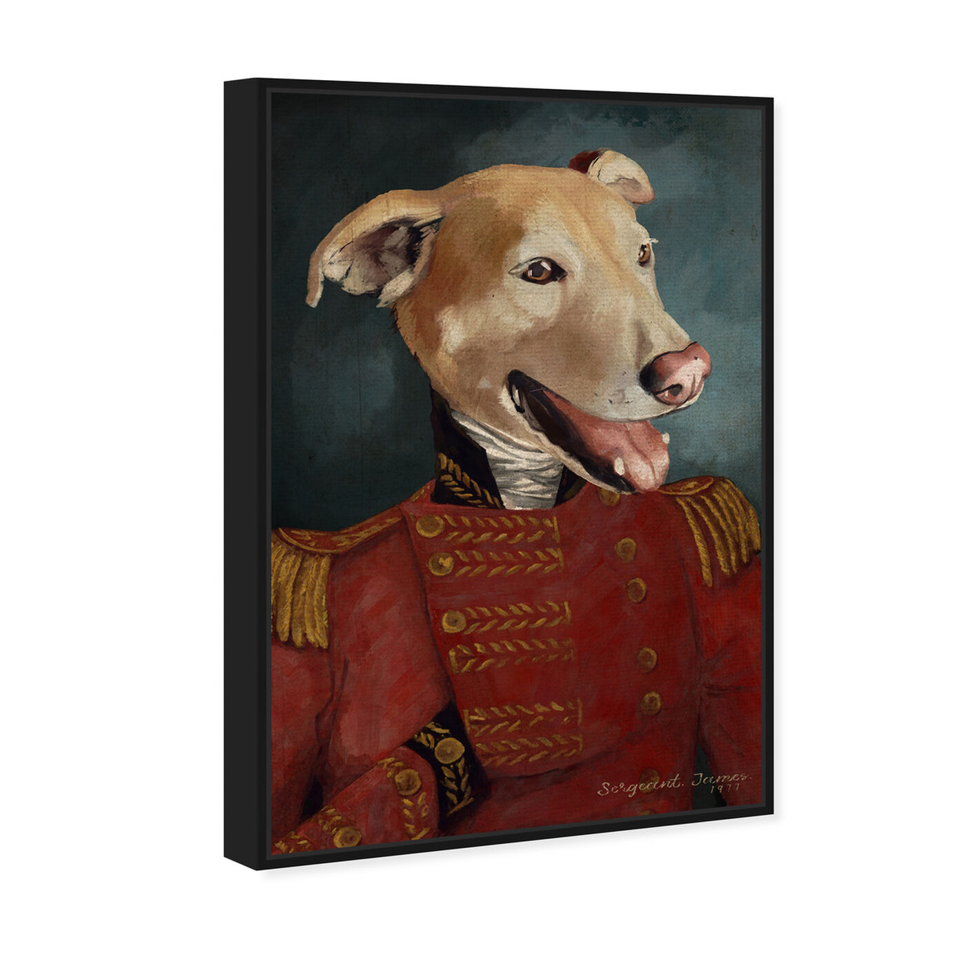 Angled view of Dapper Sergeant featuring animals and dogs and puppies art.