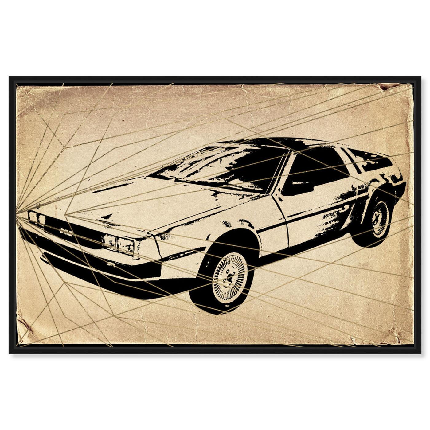 Front view of Delorean Print featuring transportation and automobiles art.