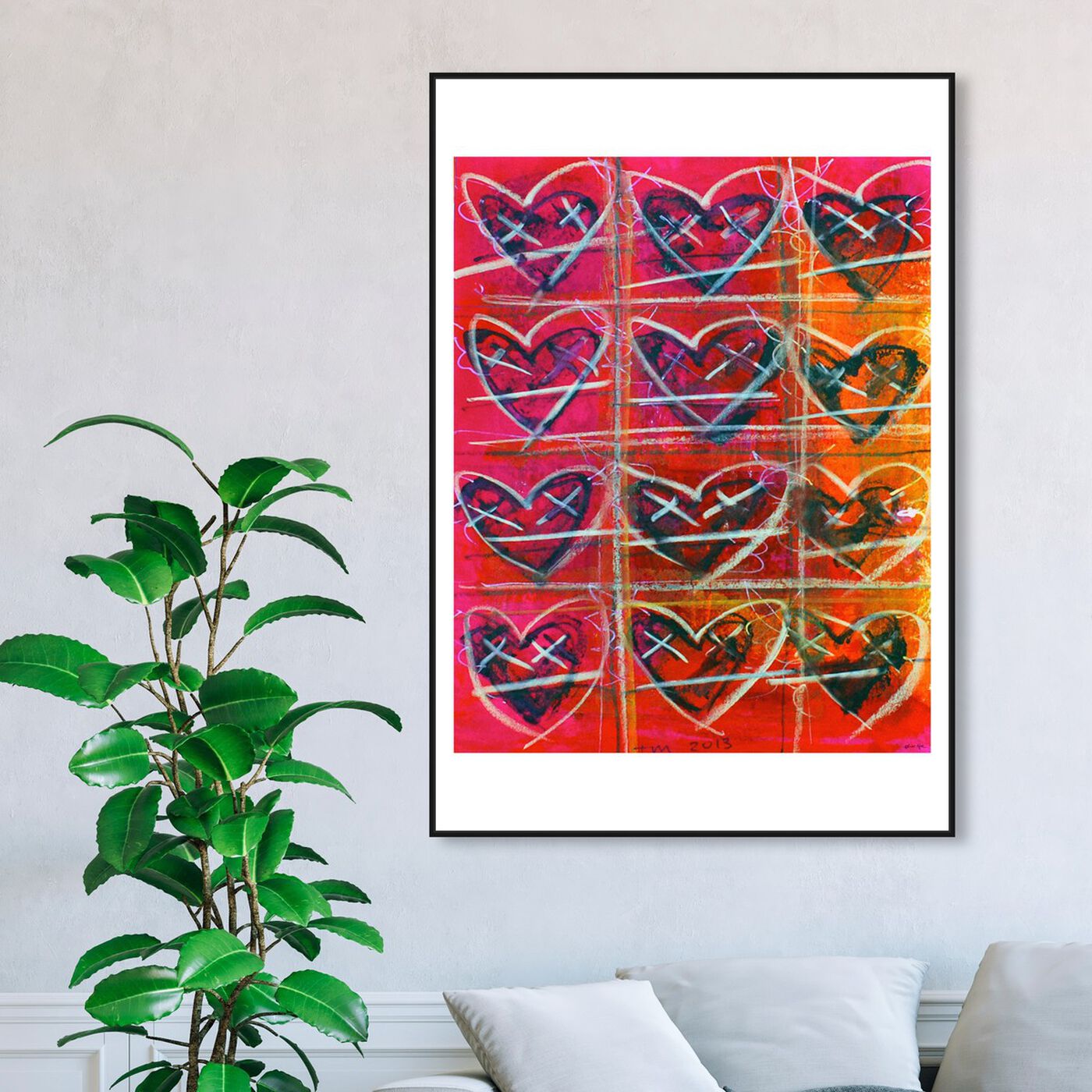 Hanging view of HeartFIRE by Tiago Magro featuring symbols and objects and shapes art.