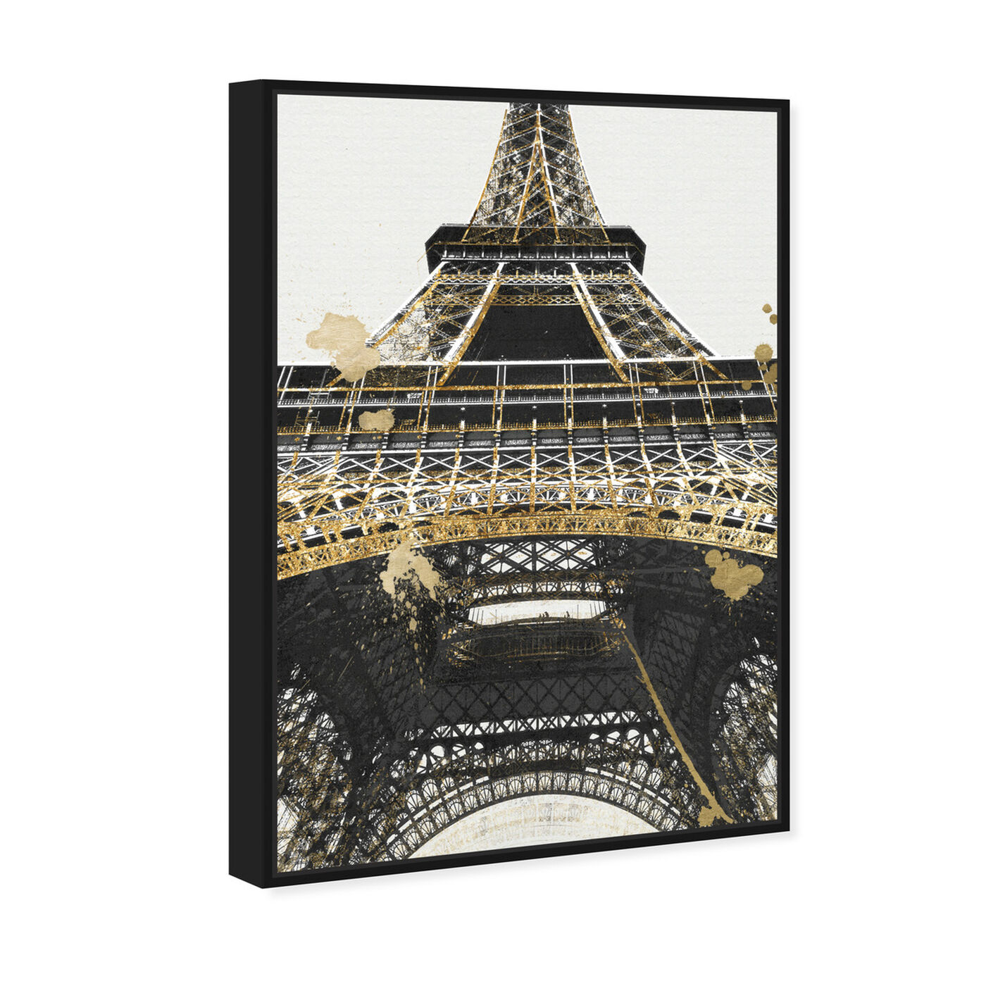 Angled view of Eiffel Tower Gold Marbles featuring architecture and buildings and european buildings art.