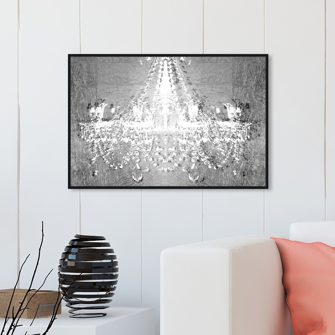 Hanging view of Dramatic Entrance Chrome featuring fashion and glam and chandeliers art.