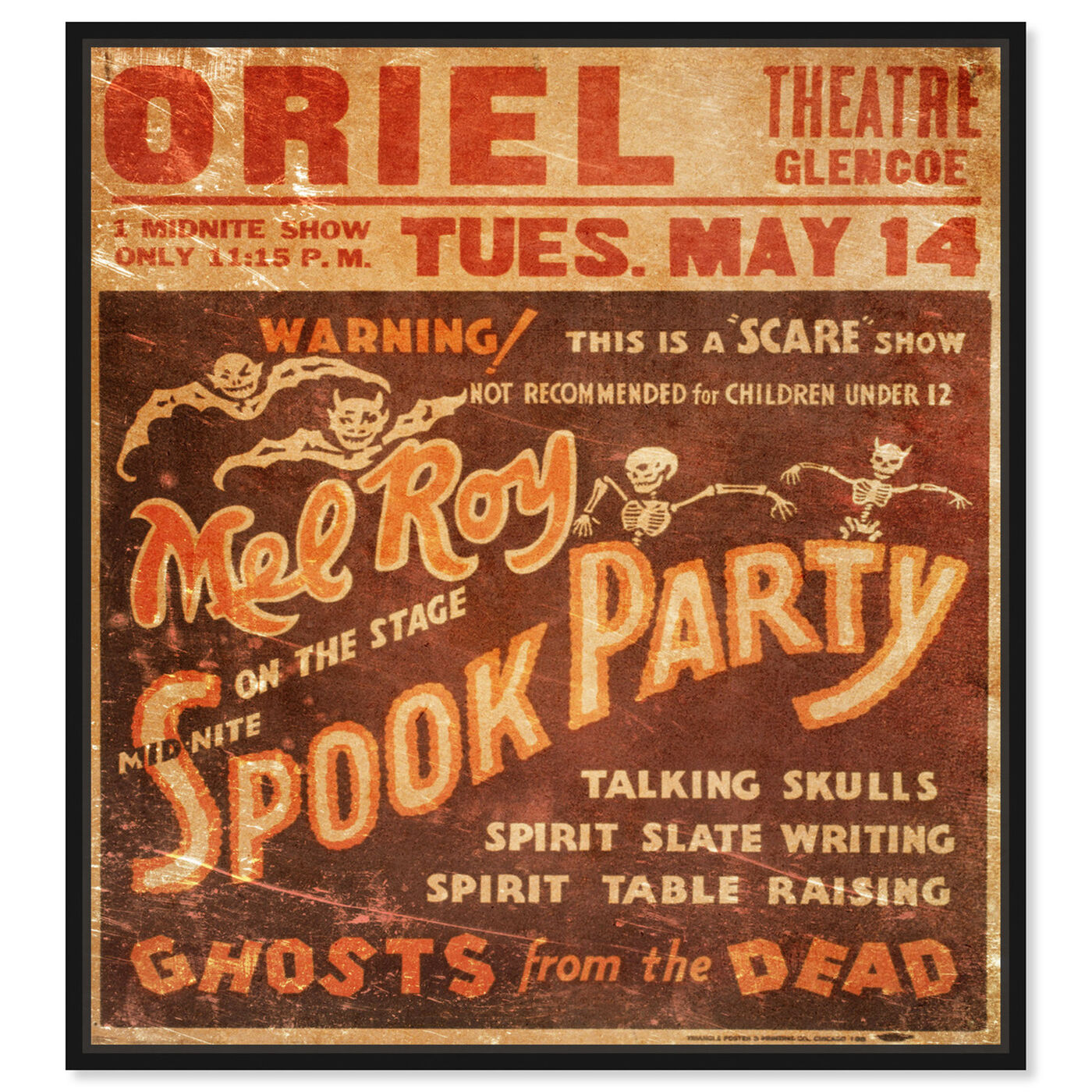 Front view of Spooky Party featuring advertising and posters art.