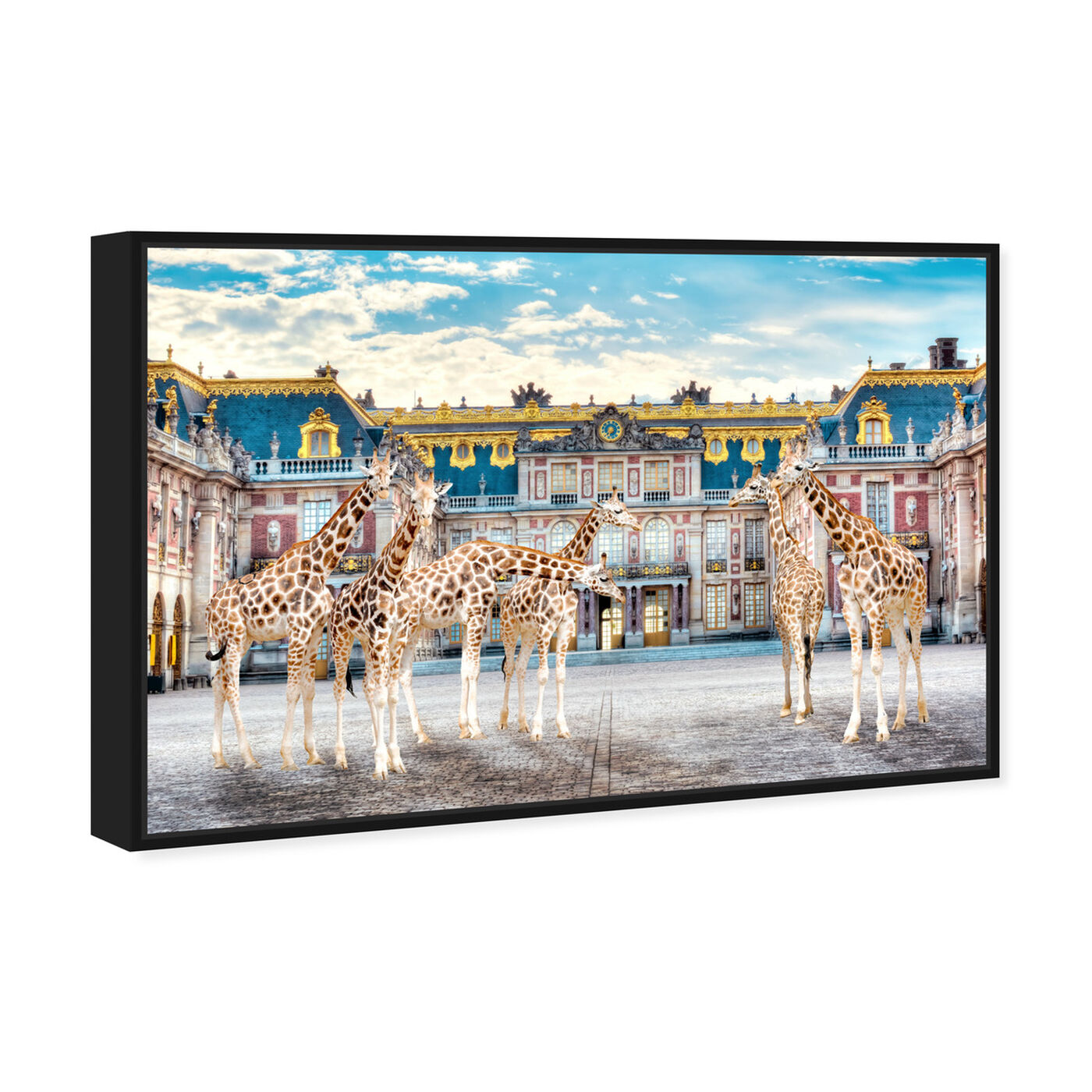 Angled view of Giraffe Palace Assembly featuring animals and zoo and wild animals art.