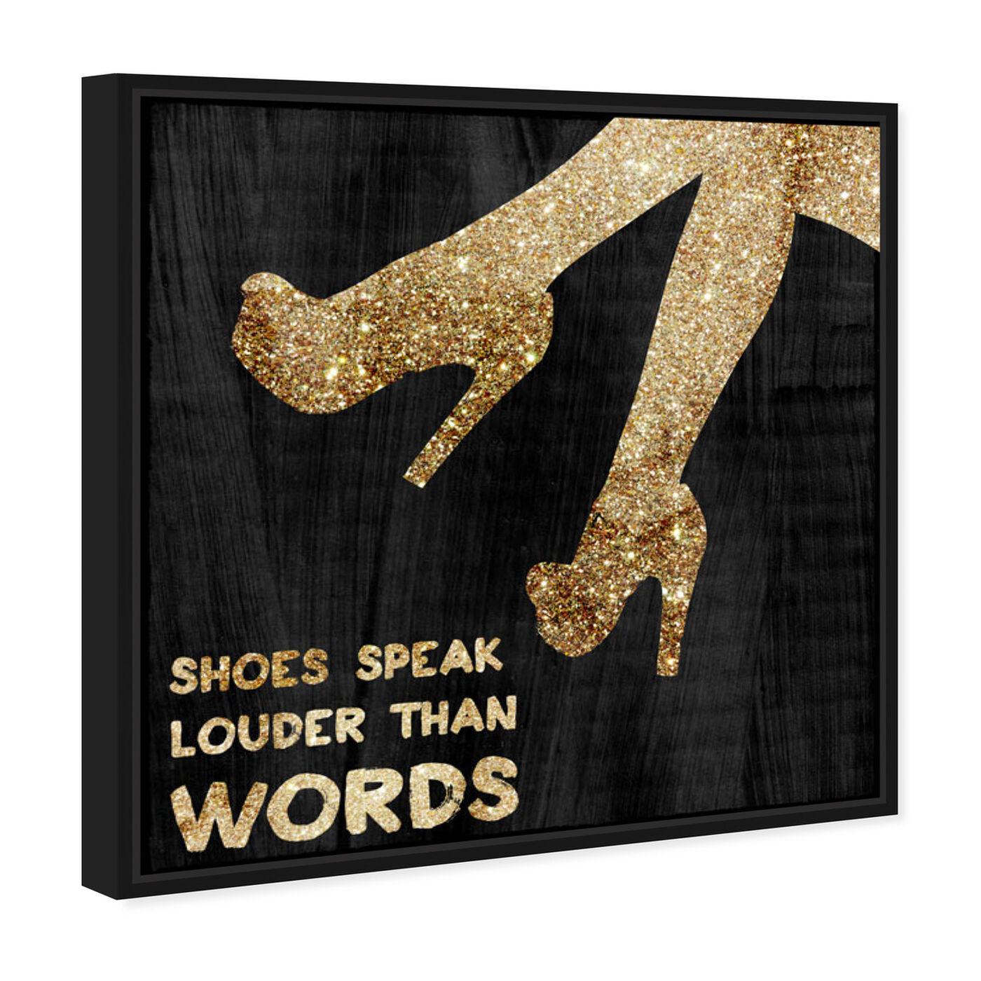 Angled view of Gold Shoes Speak featuring fashion and glam and shoes art.