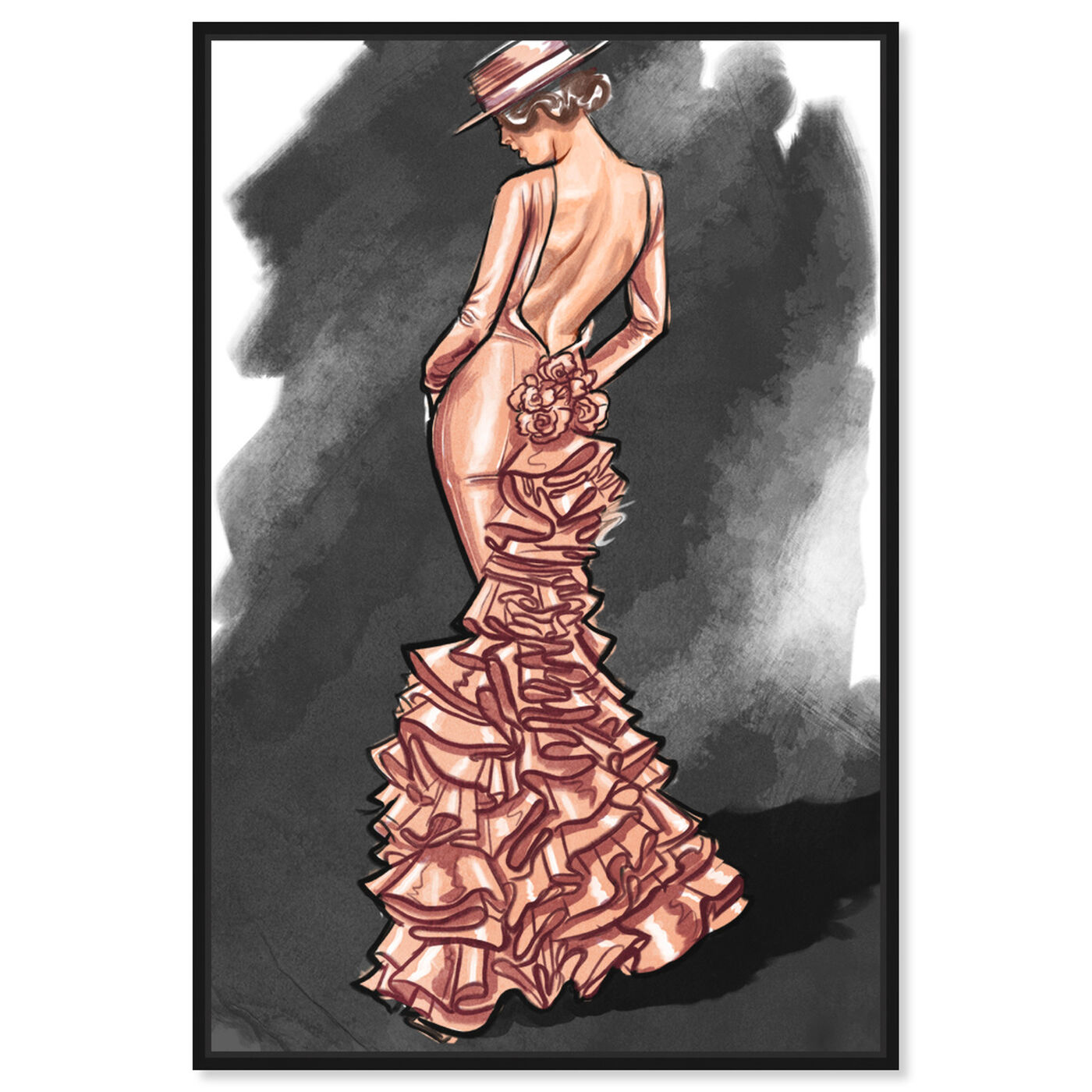 Front view of Flamenco Noir I featuring fashion and glam and dress art.