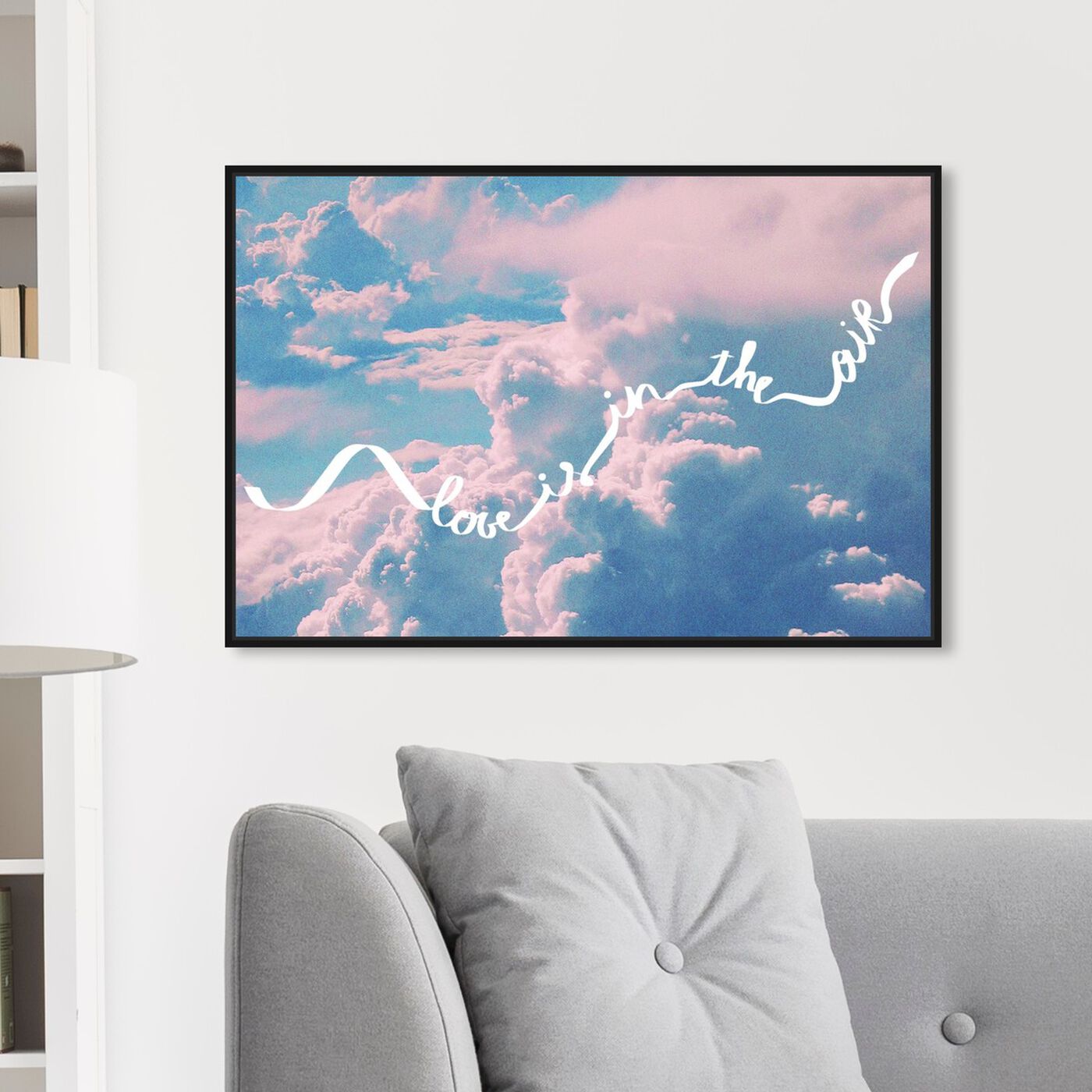 Hanging view of Love is in the Air featuring typography and quotes and love quotes and sayings art.