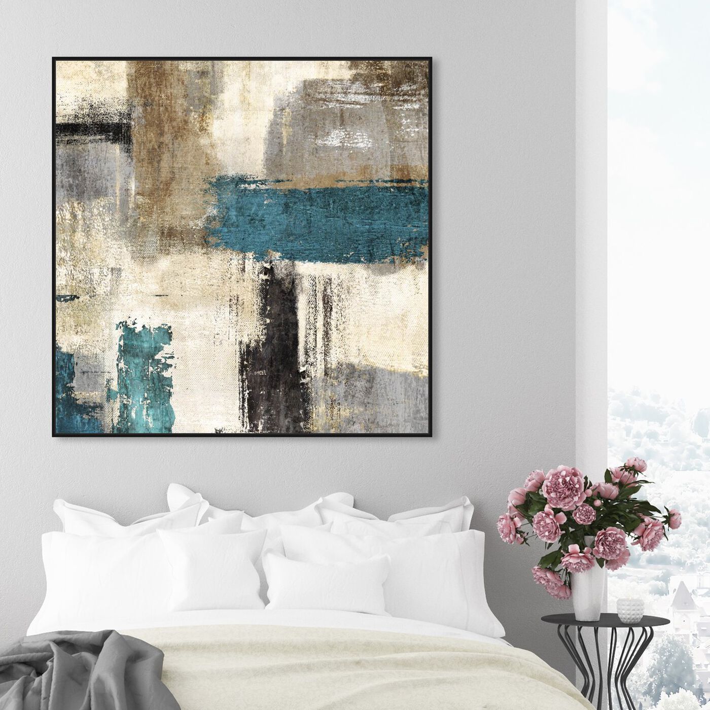 Hanging view of Sai - Verniciata Geometrica Blu 1AI2919 featuring abstract and paint art.