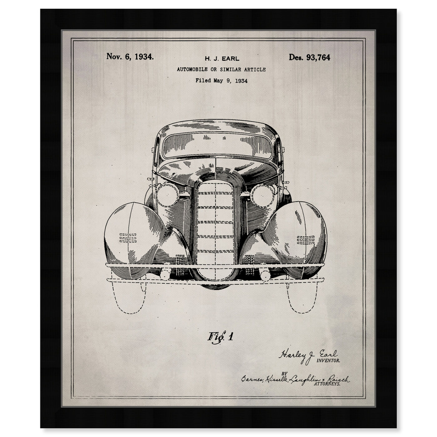 Front view of Automobile II 1934 featuring transportation and automobiles art.