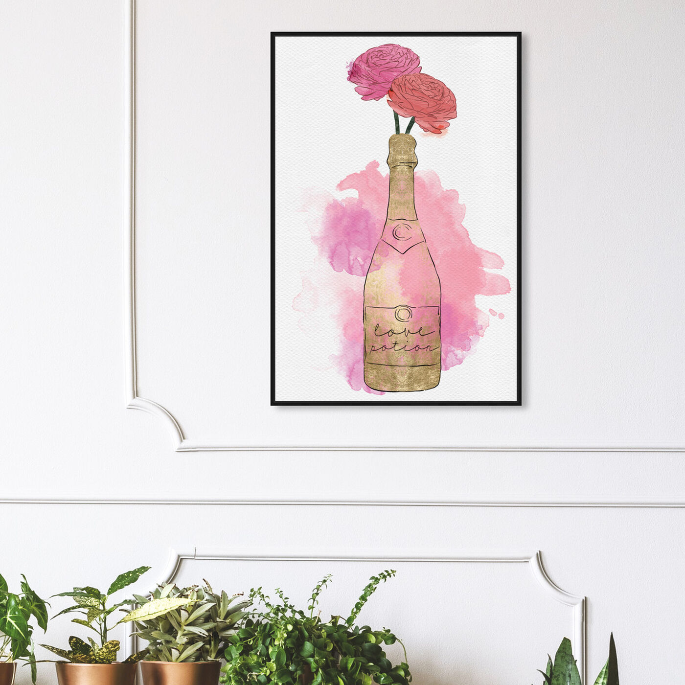Hanging view of Champagne and Flowers featuring drinks and spirits and champagne art.