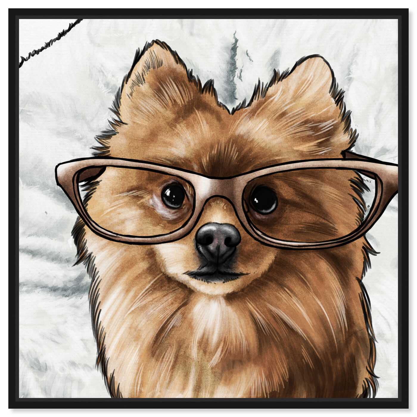 Front view of Glasses and Fluff II featuring animals and dogs and puppies art.