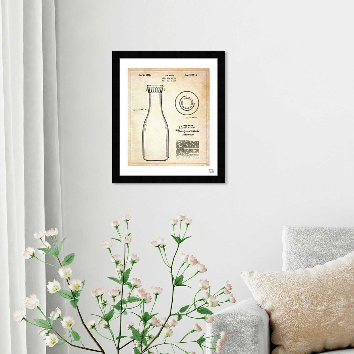 Hanging view of Milk Bottle 1938 featuring food and cuisine and baking essentials art.