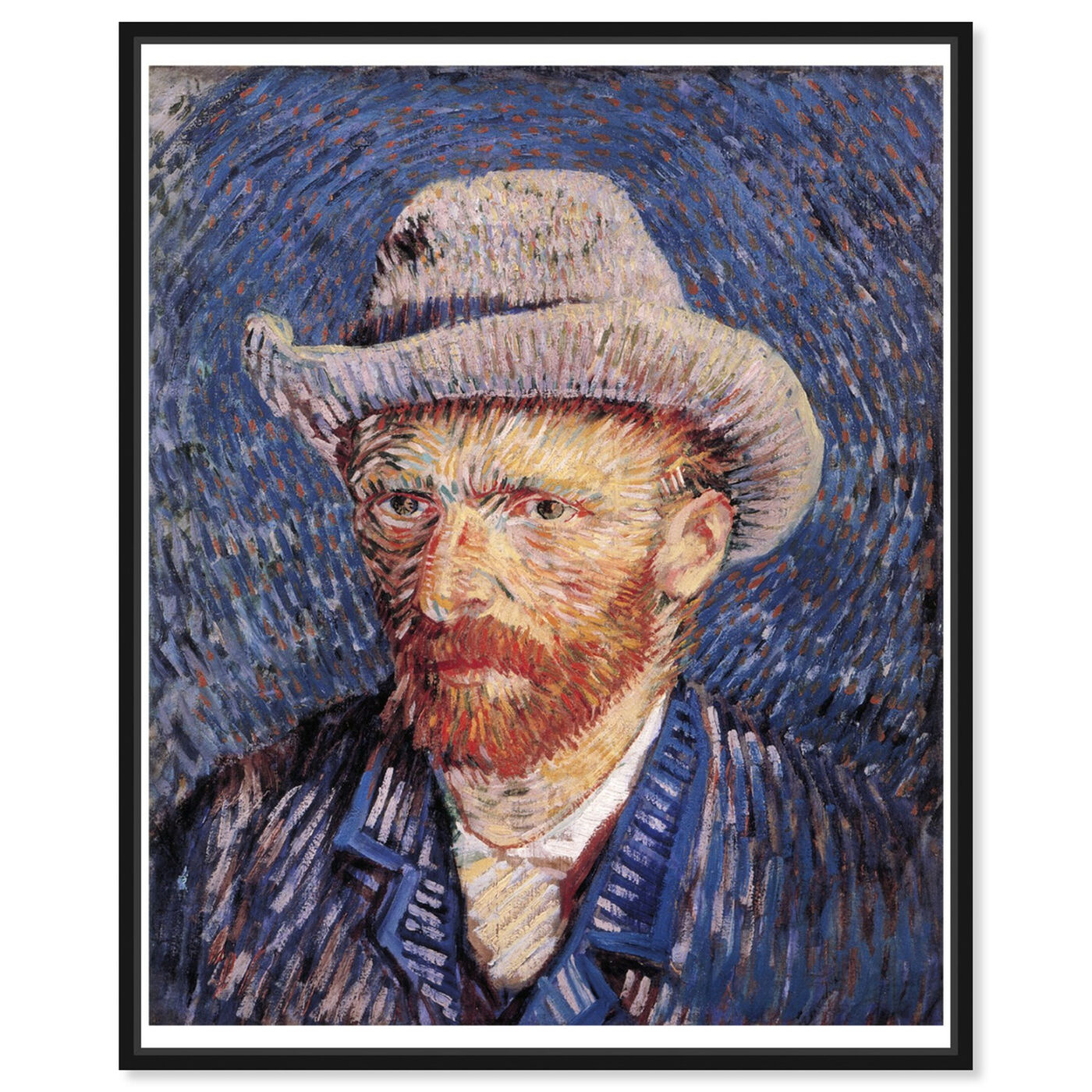 Front view of Van Gogh - Self Portrait with Felt featuring classic and figurative and impressionism art.