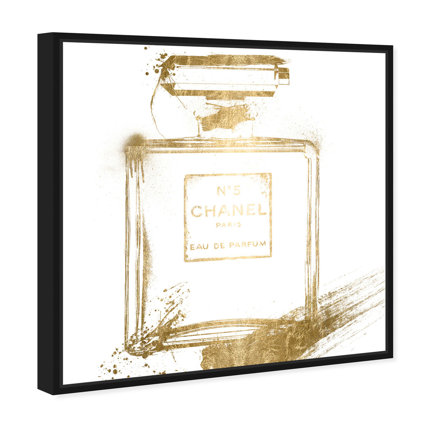 Angled view of Black and White Perfume Gold Foil featuring fashion and glam and perfumes art.
