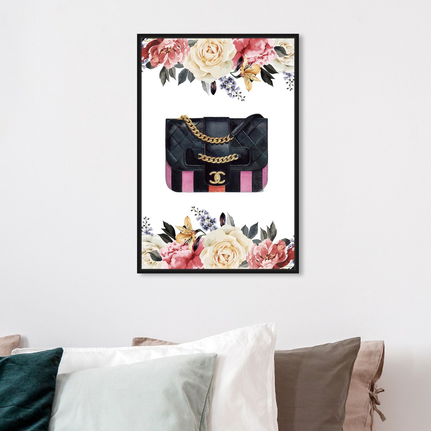 Hanging view of Doll Memories - Flower Party Bag featuring fashion and glam and handbags art.
