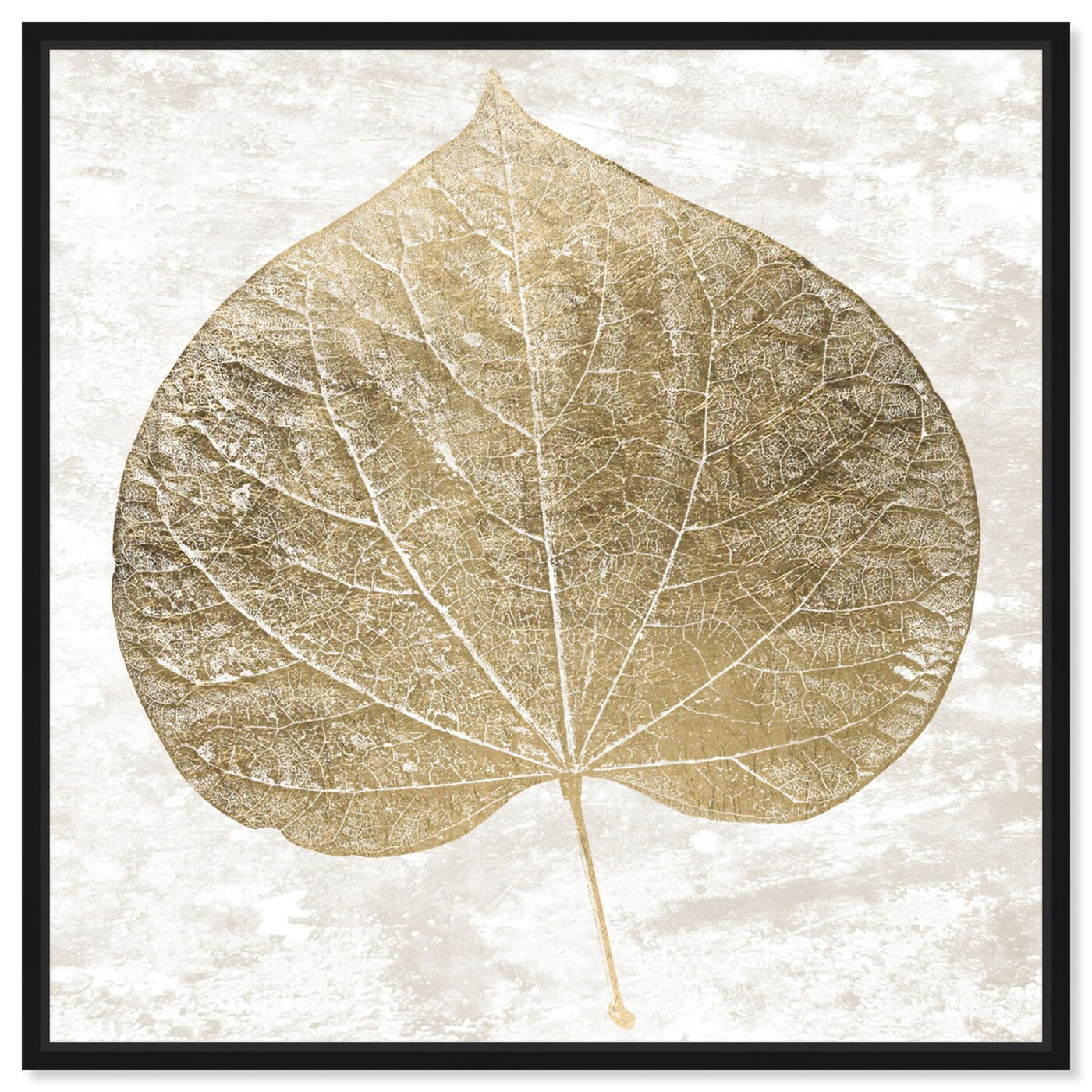 Front view of Cercis Leaf in Gold featuring floral and botanical and botanicals art.