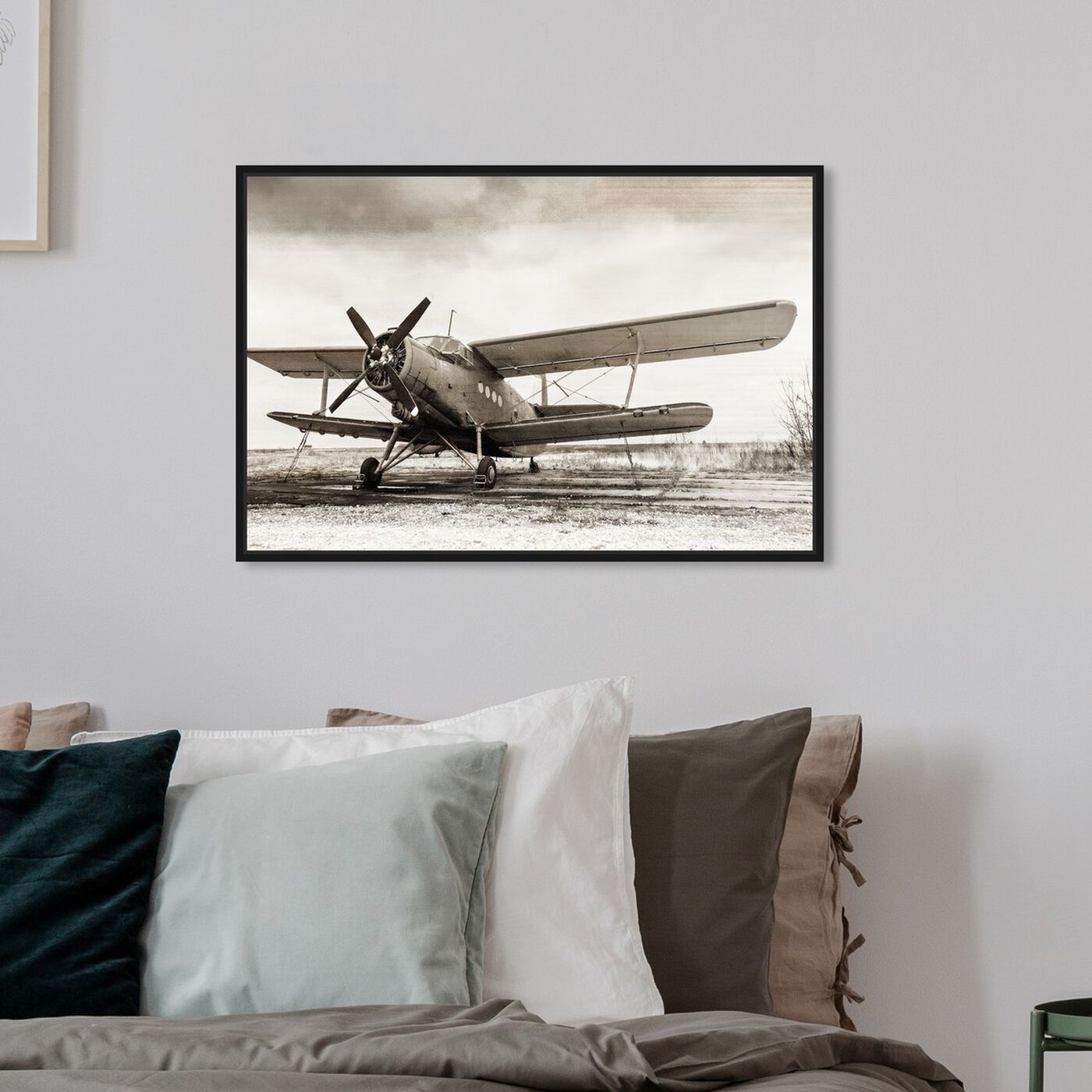Hanging view of Helix Airplane featuring transportation and airplanes art.