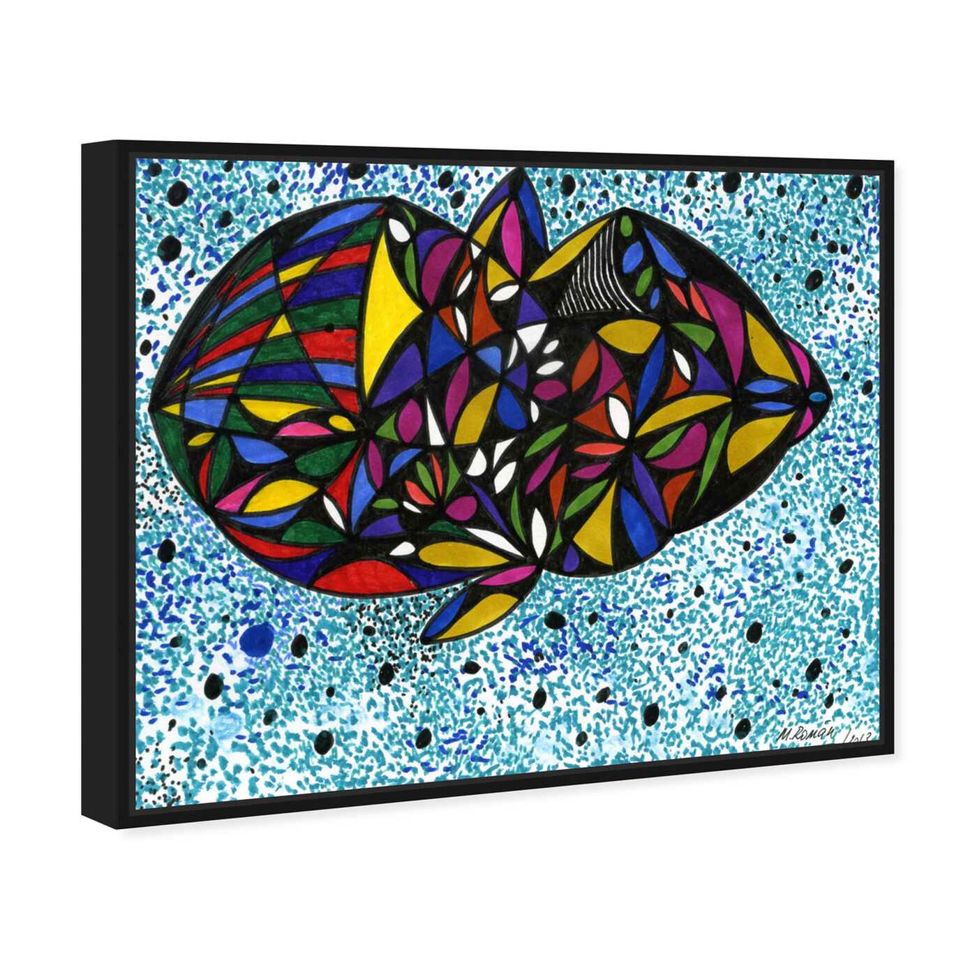 Angled view of Cuttlefish featuring abstract and geometric art.