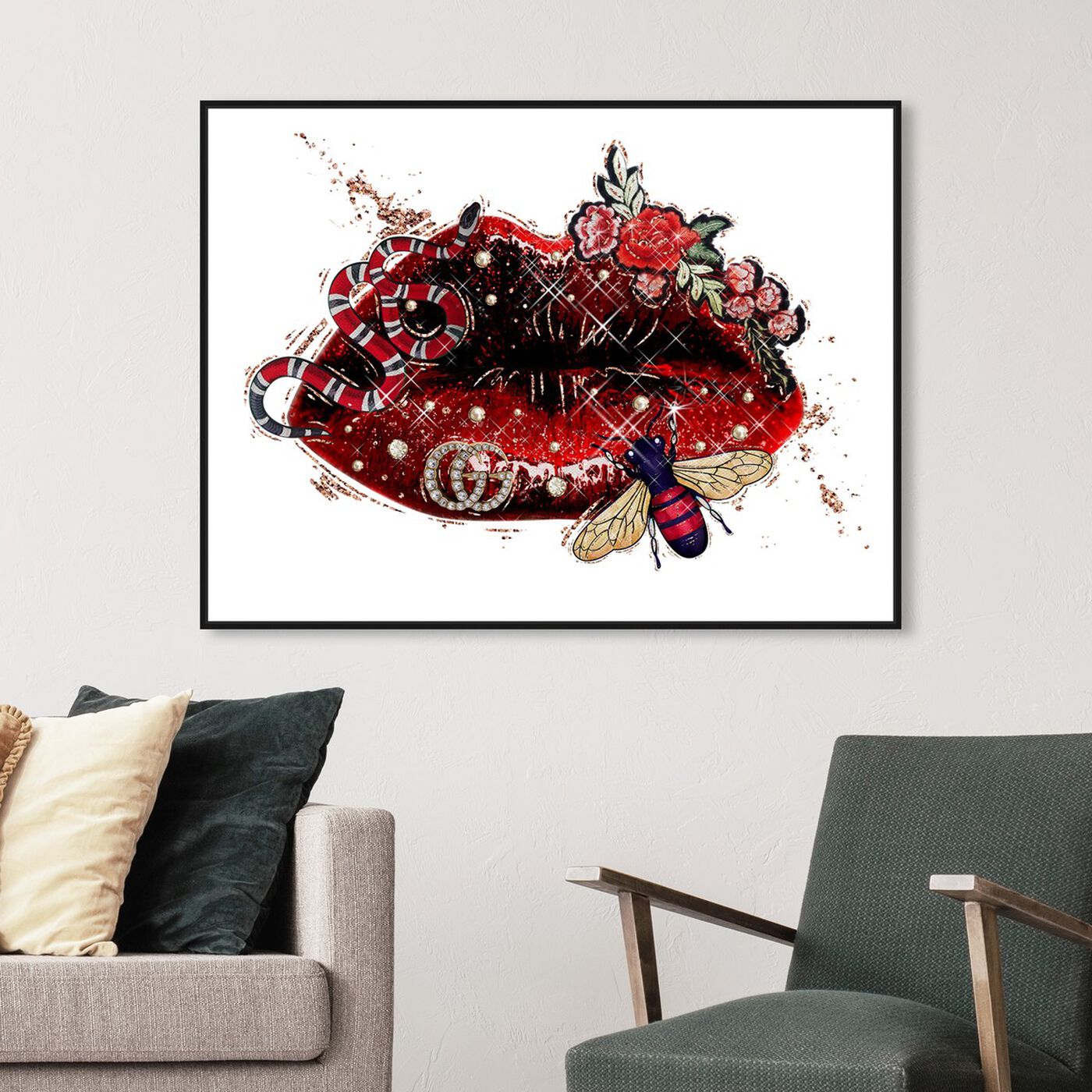 Hanging view of Firenze Hot Lips featuring fashion and glam and lips art.