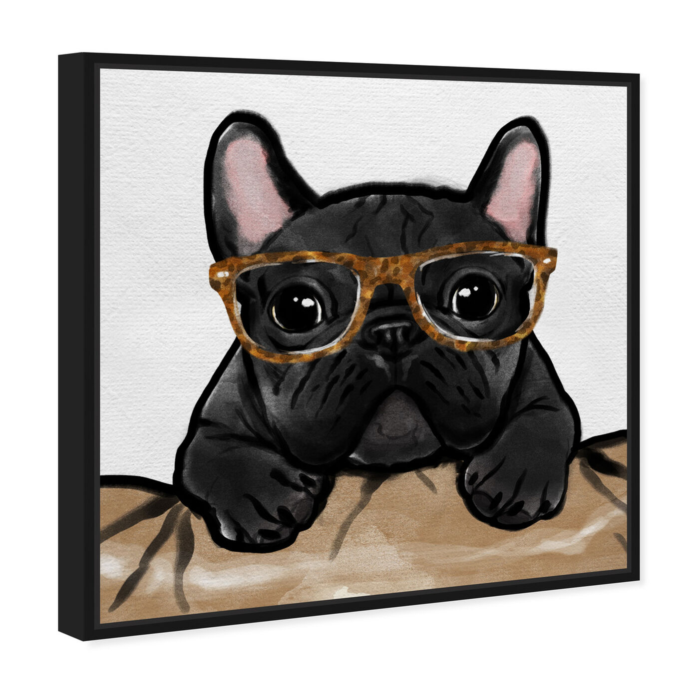 Angled view of Nerdy Frenchman Tortoise featuring animals and dogs and puppies art.