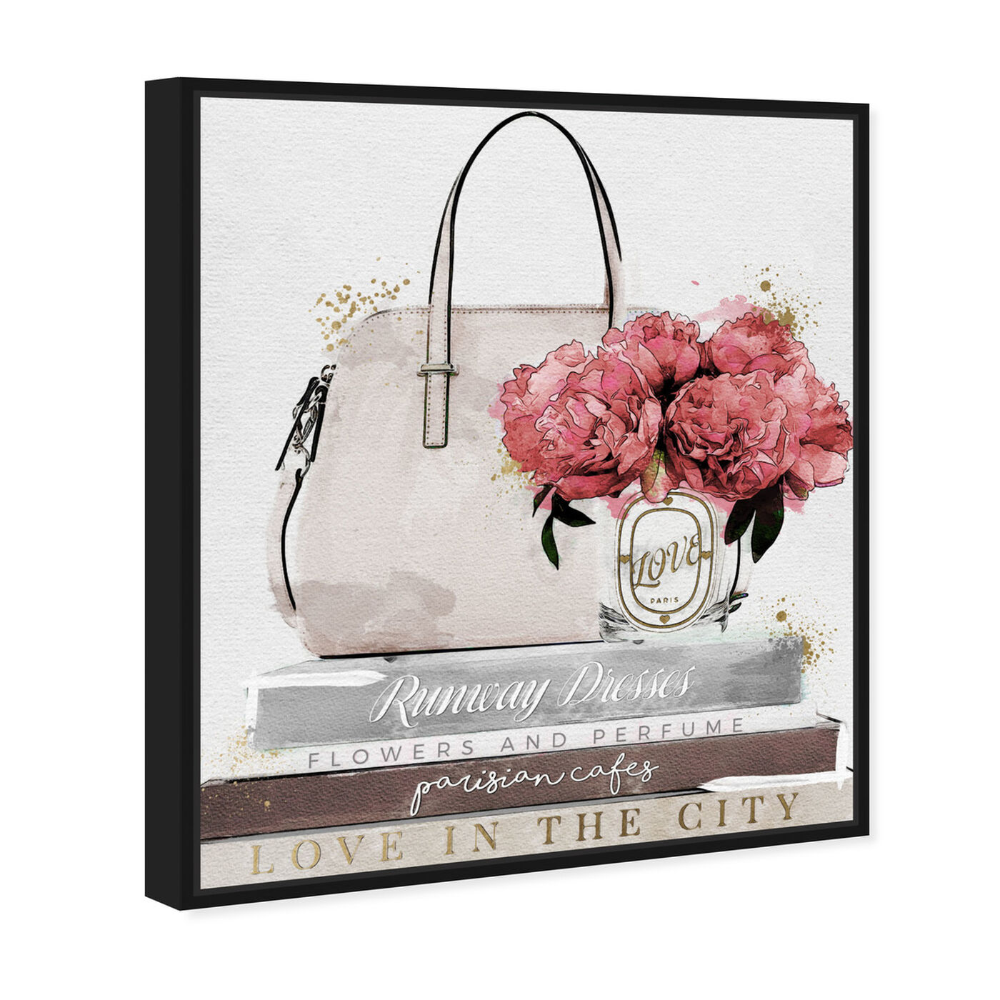 Angled view of Purse Flowers and Reading Books in Fall featuring fashion and glam and handbags art.