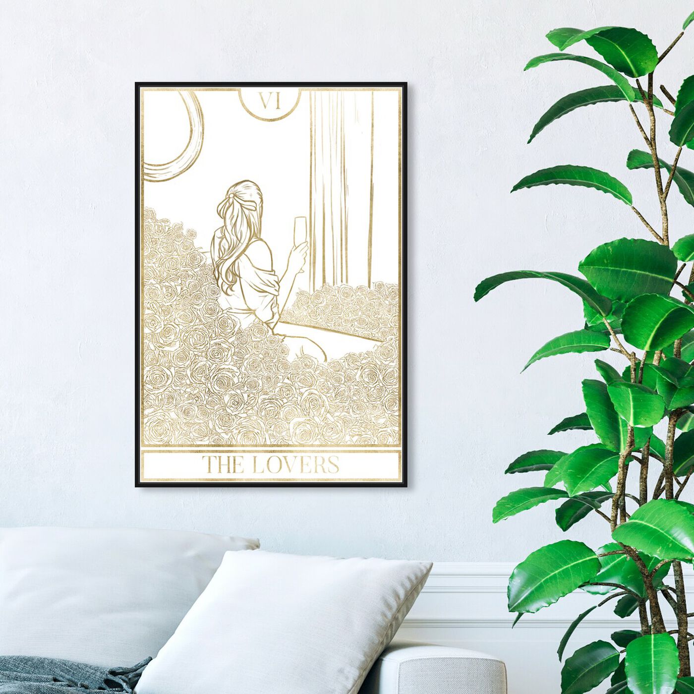 Hanging view of The Lovers Gold featuring fashion and glam and hairstyles art.