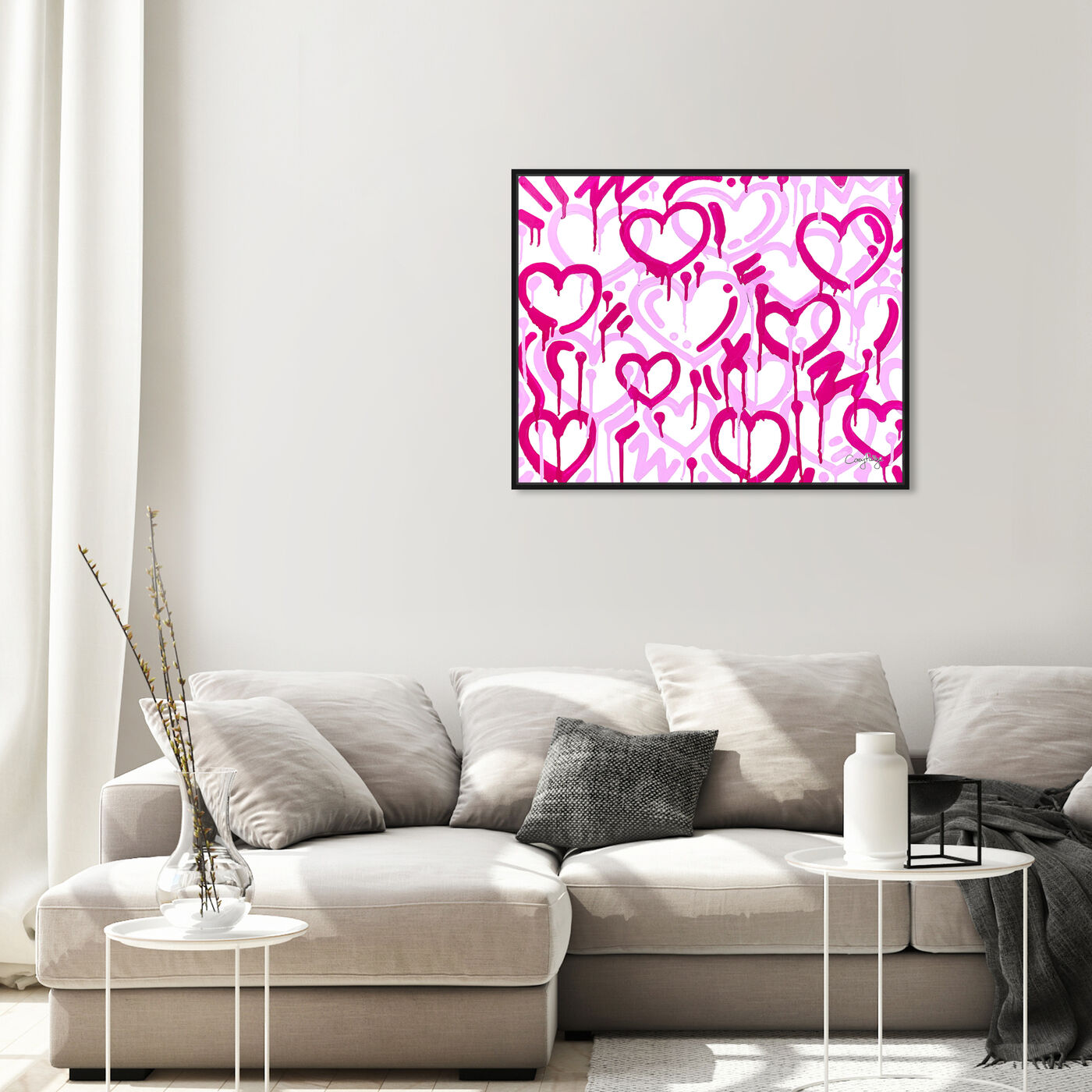 Hanging view of Corey Paige - Pink Electric Love  featuring abstract and shapes art.