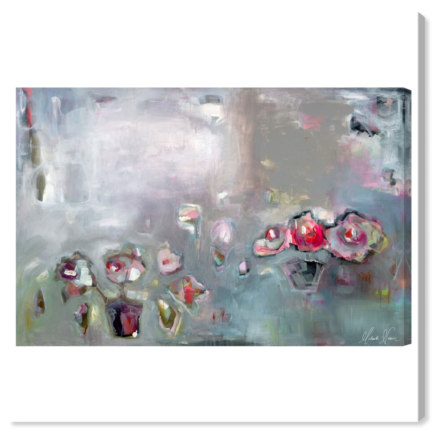 Front view of Take Time to Breathe by Michaela Nessim Canvas Art featuring abstract and flowers art.