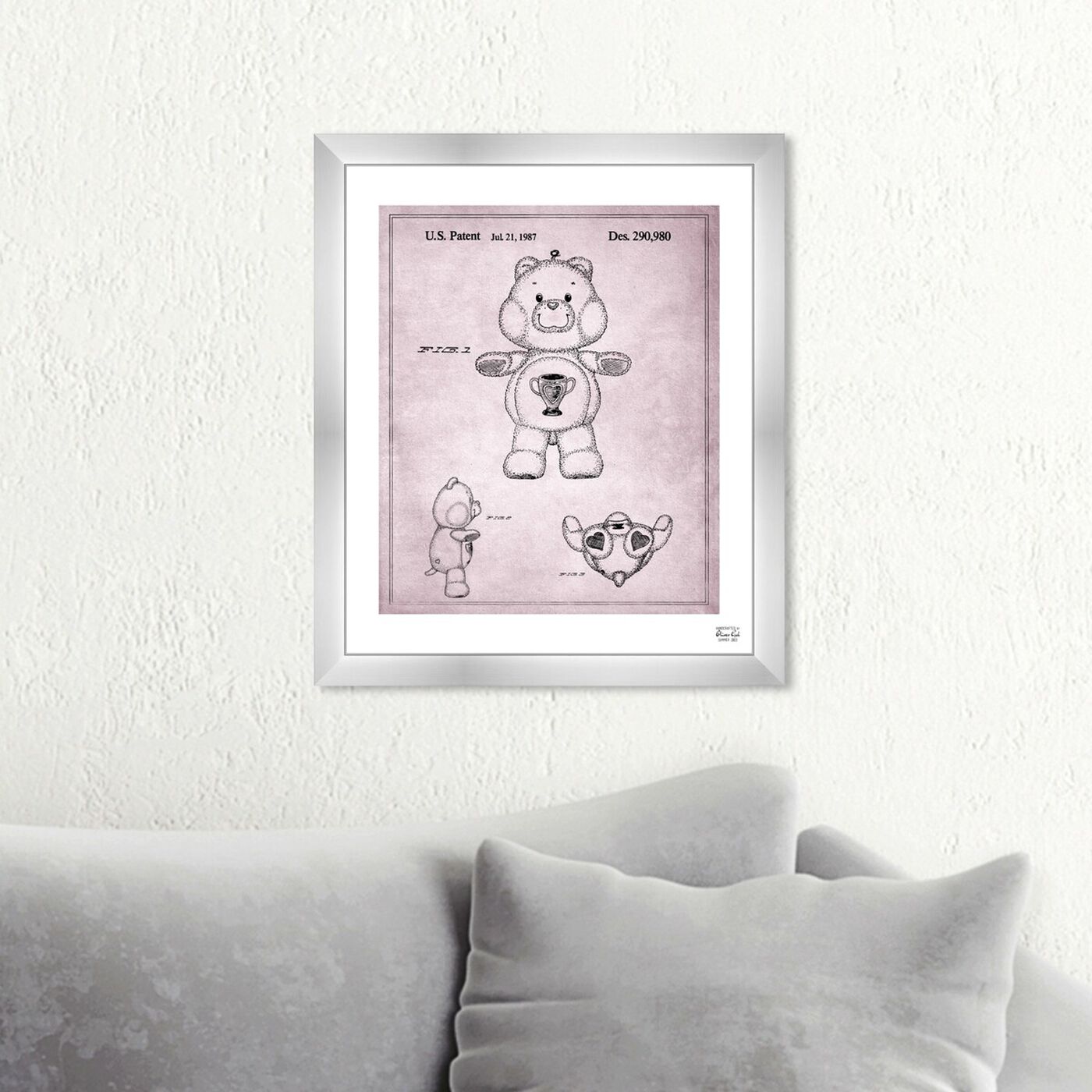 Hanging view of Carebears - Champ Bear 1987 featuring symbols and objects and toys art.