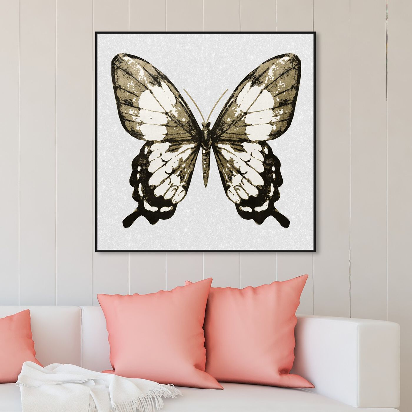 Hanging view of Butterfly Gold and Black featuring animals and insects art.