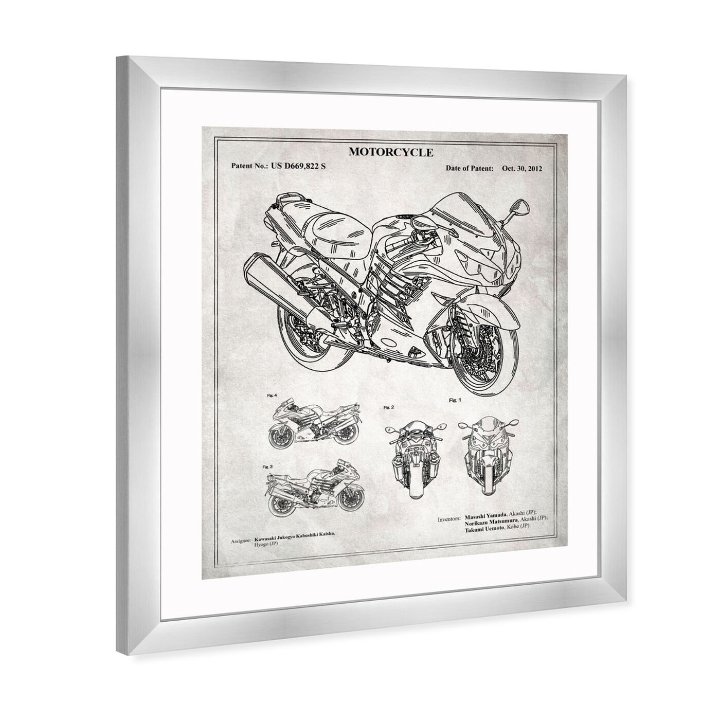 Angled view of Motorcycle 2012 - Grey featuring transportation and motorcycles art.