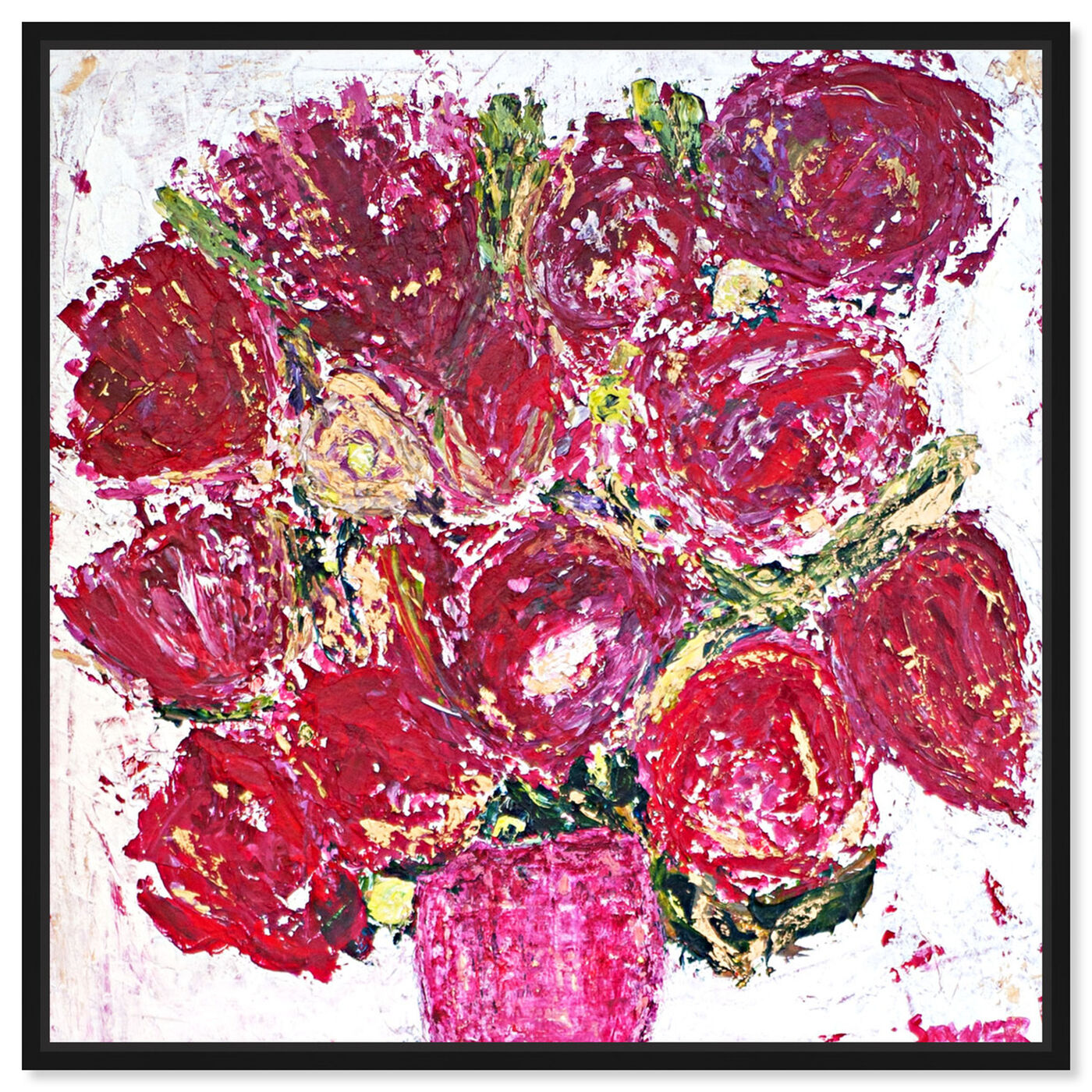 Front view of Roses A Go-Go by Claire Sower featuring floral and botanical and florals art.