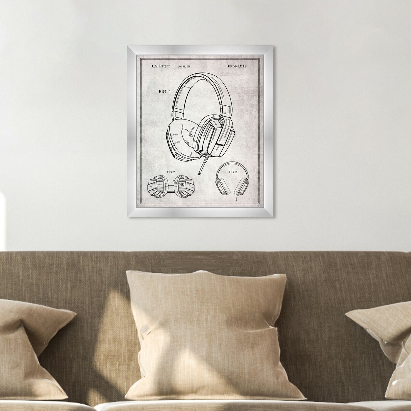 Hanging view of Headphones Gray 2010 featuring music and dance and musicians art.