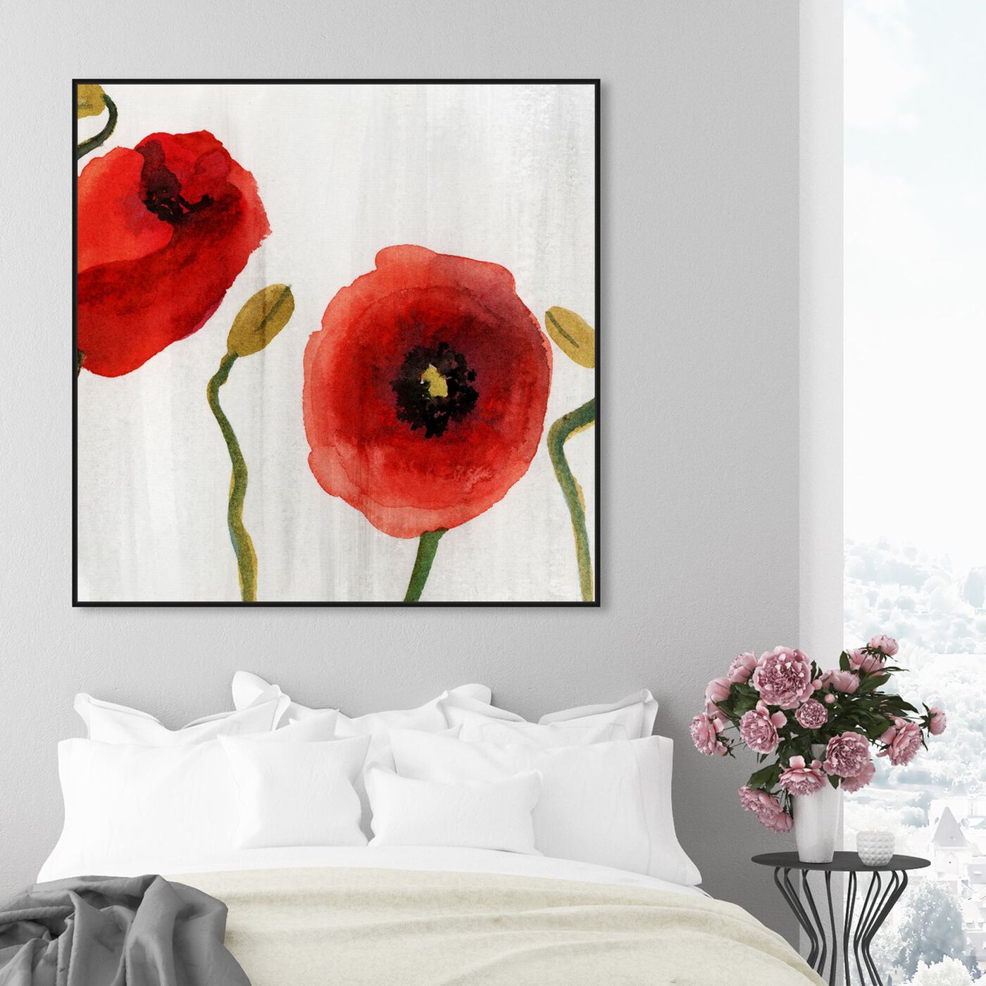 Hanging view of Red Flowers Classic featuring floral and botanical and florals art.