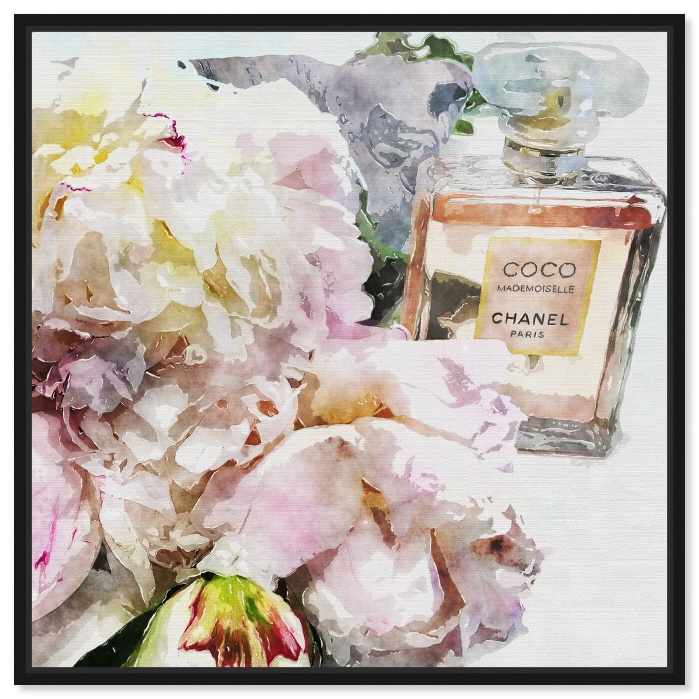 Front view of Peonies and Coco Dark featuring floral and botanical and florals art.