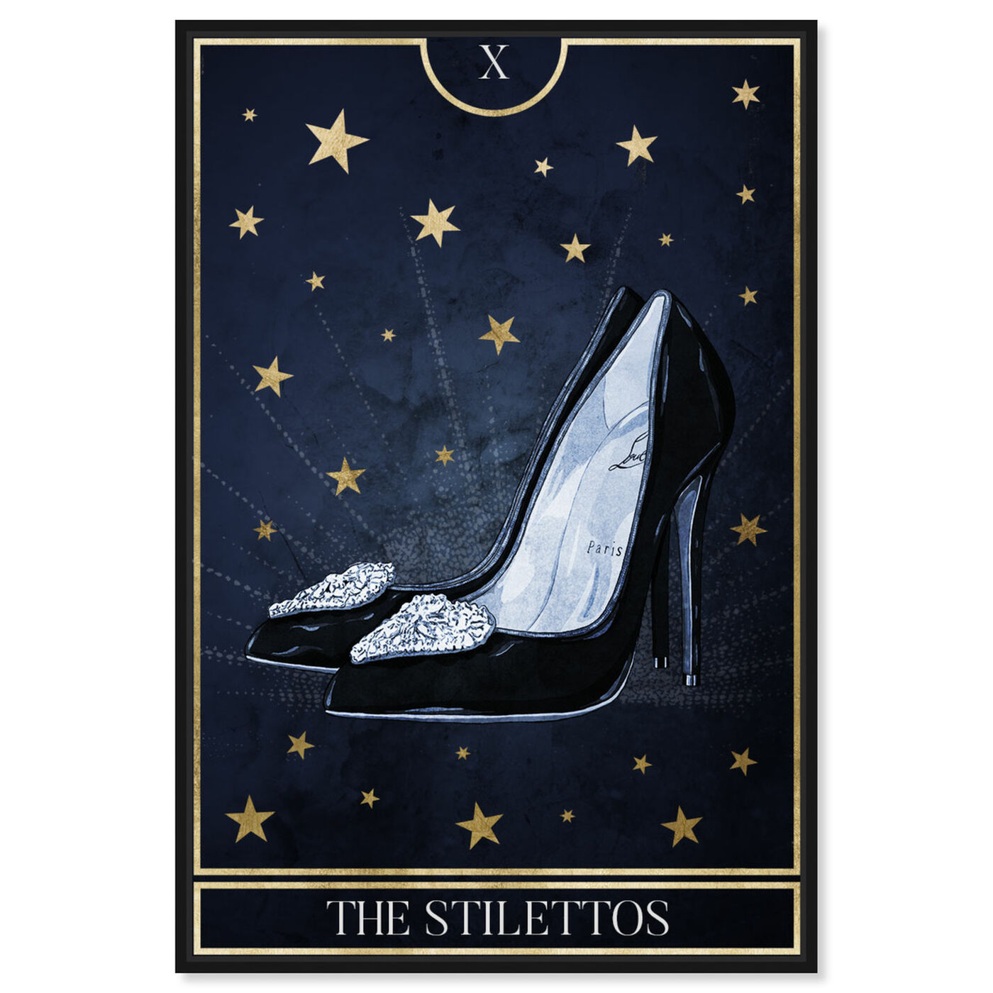Front view of The Stilettos Tarot Mystic featuring fashion and glam and shoes art.