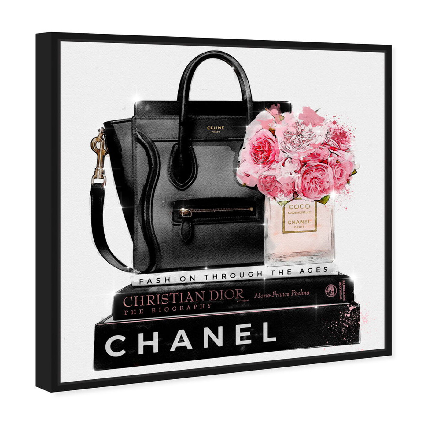 Angled view of Elegant Essentials Square featuring fashion and glam and handbags art.