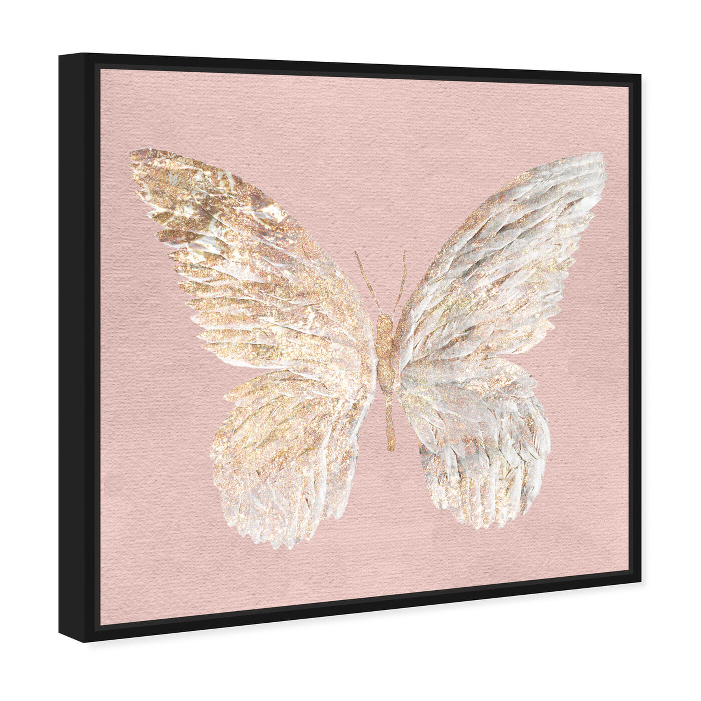 Angled view of Golden Butterfly Glimmer Blush featuring animals and insects art.