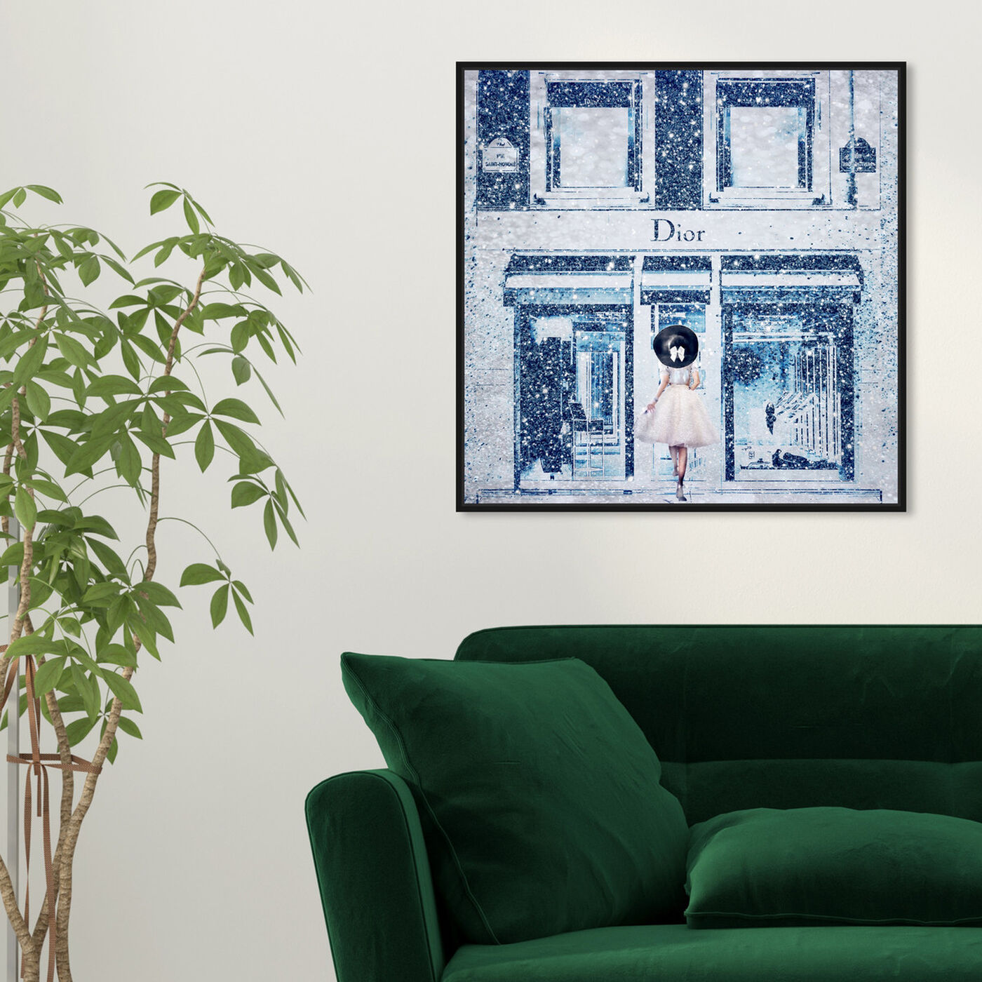 Hanging view of Queen of the Store Sapphire featuring fashion and glam and road signs art.