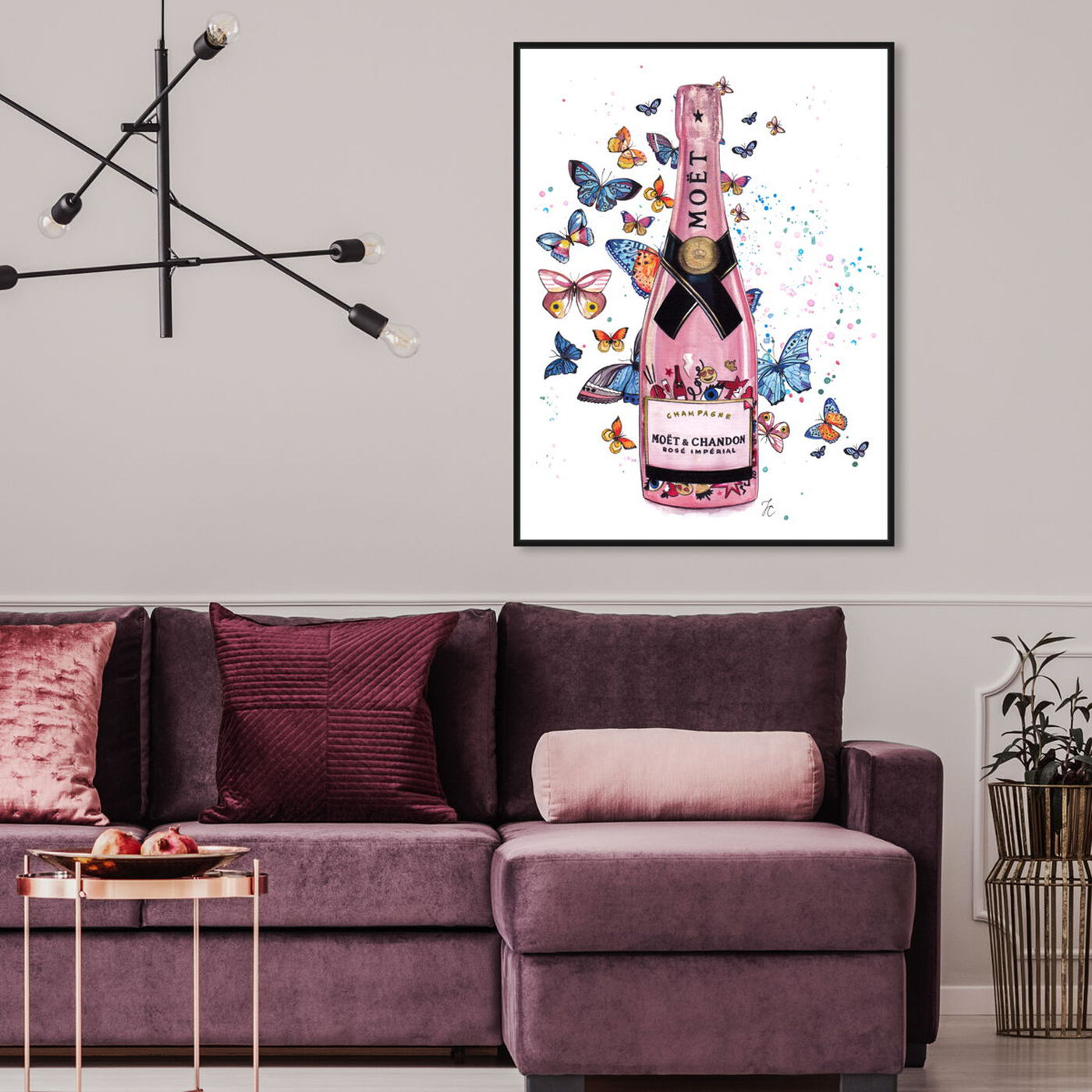 Hanging view of Doll Memories - Champagne in Pink featuring drinks and spirits and champagne art.