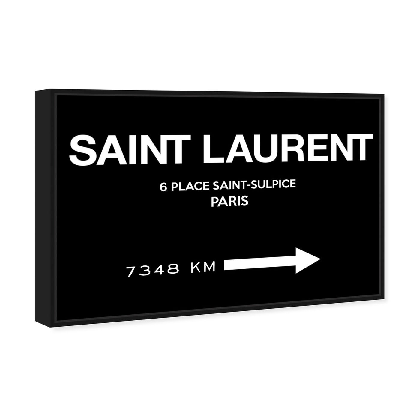Angled view of Paris Road Sign BW Couture featuring fashion and glam and road signs art.