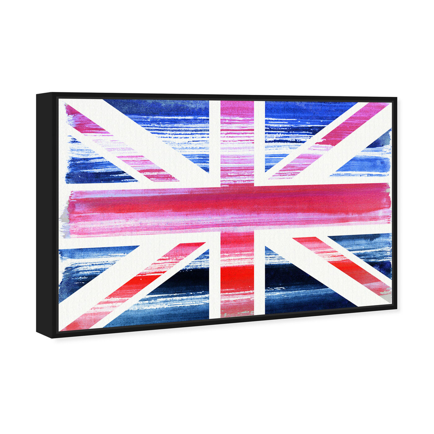 Angled view of Union Jack featuring maps and flags and european countries maps art.