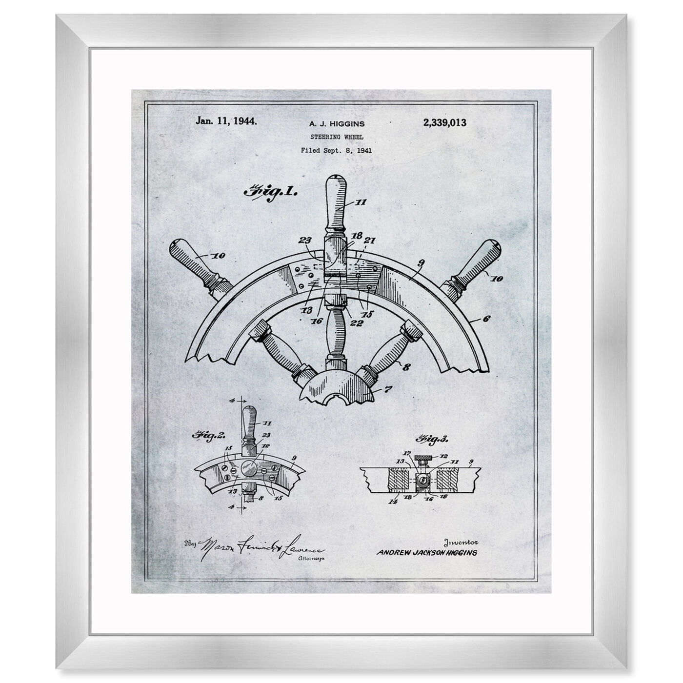 Front view of Steering Wheel 1944 featuring nautical and coastal and nautical terms art.