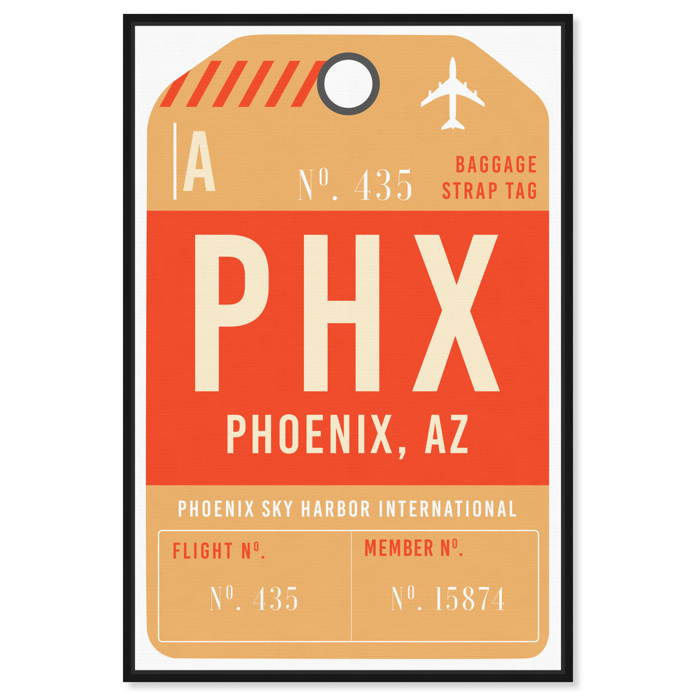 Front view of Phoenix Luggage Tag featuring cities and skylines and united states cities art.