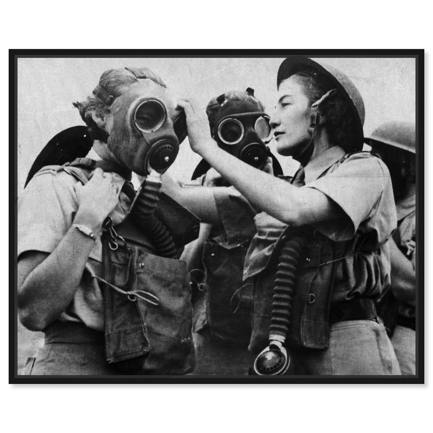 Front view of Gas Masks featuring people and portraits and portraits art.