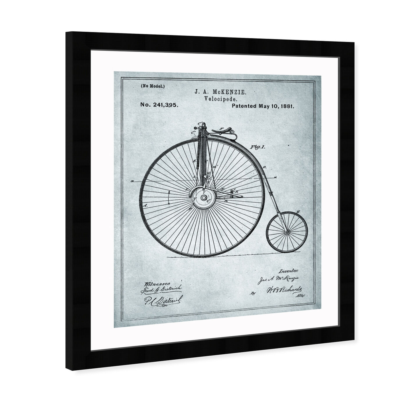 Angled view of McKenzie Velocipede, 1881 - Gray featuring transportation and bicycles art.