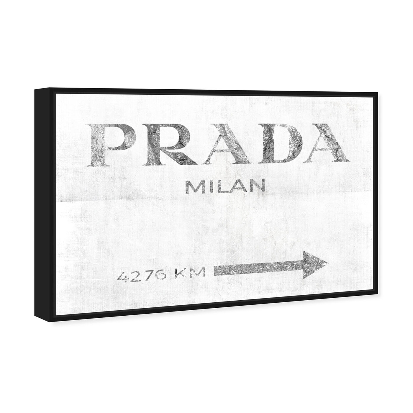 Angled view of Milan Pure in Silver featuring fashion and glam and road signs art.